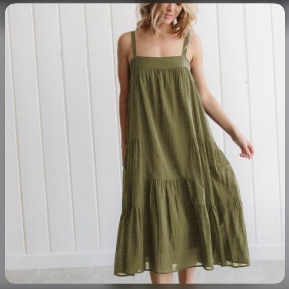 Jenni Kayne Olive Green Midi Sundress
